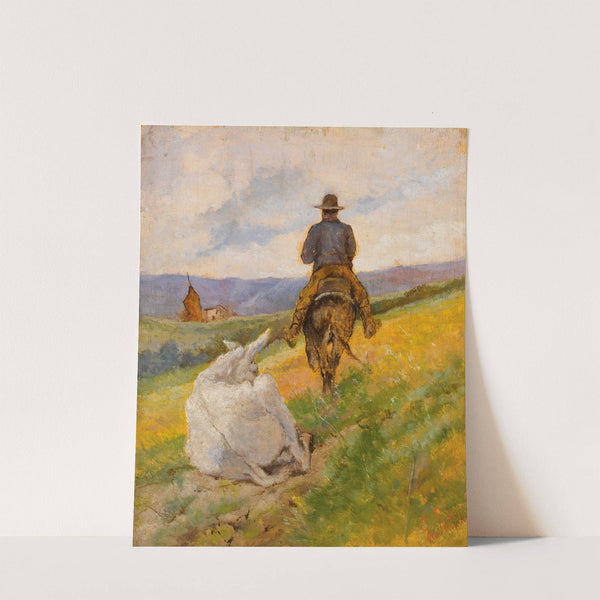 Buttero A Cavallo E Mulo Bianco by Giovanni Fattori