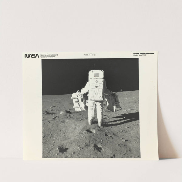 Buzz Aldrin on the Moon with Components of the Early Apollo Scientific Experiments Package (1969) by NASA