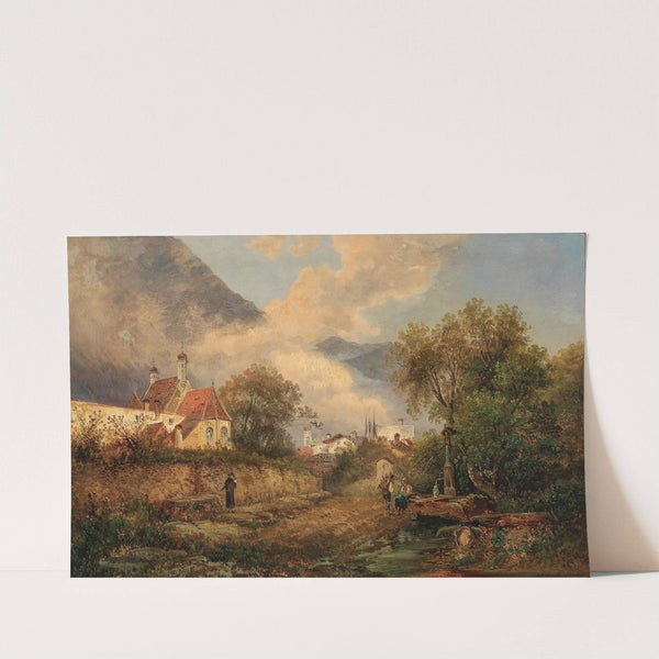 By the Fountain before the Village by Gustav Barbarini