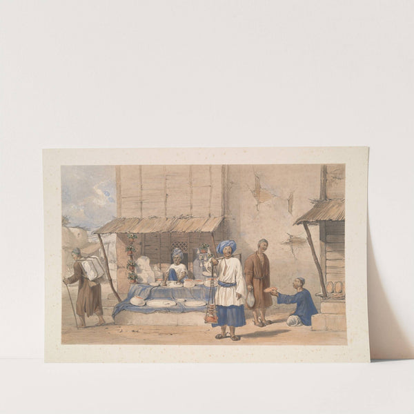 Cabul; a fulloodeh stall, with Huzzareh’s carrying snow, &c., to market (1843) by James Atkinson