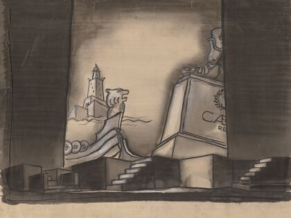 Caesar and Cleopatra: Sketch no. 2 (Interior with Window to Monuments Outside) (1934-1943)