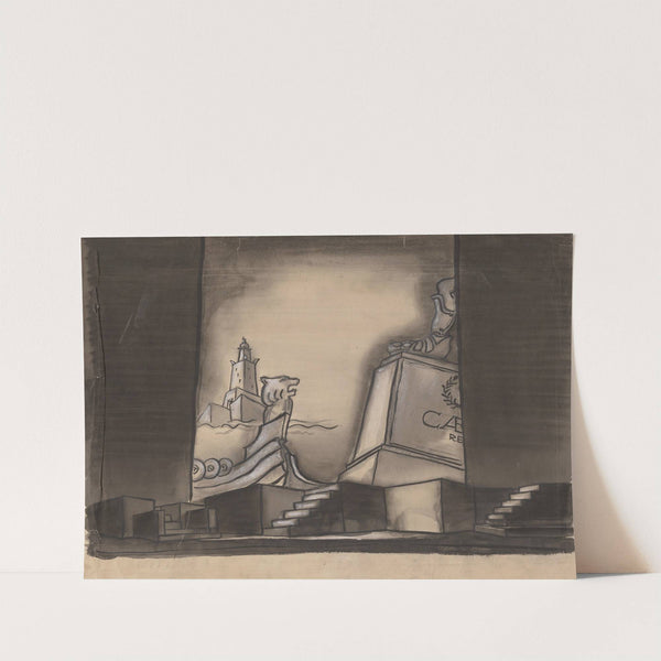 Caesar and Cleopatra: Sketch no. 2 (Interior with Window to Monuments Outside) (1934-1943) by Frederick Stover