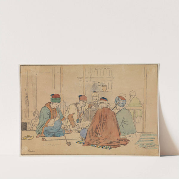 Caféinteriør med piberygende mænd by Martinus Rørbye