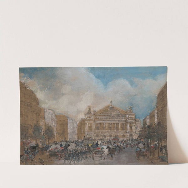 Calèches et soldats devant l’Opéra Garnier à Paris by Edmond Morin