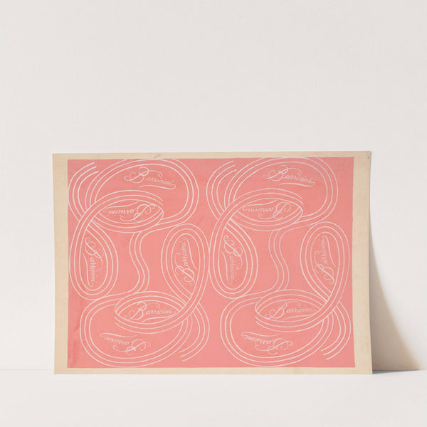 calligraphic scrolls and script on salmon background by Winold Reiss