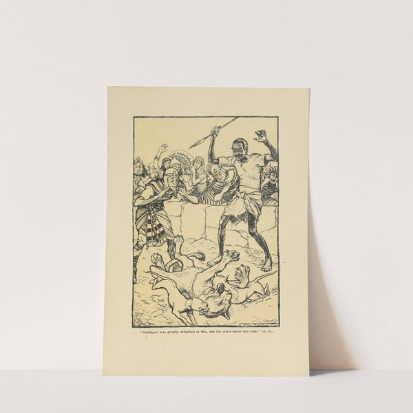 ‘Cambyses was greatly delighted at this, but his sister burst into tears’ (1907) by Arthur Rackham