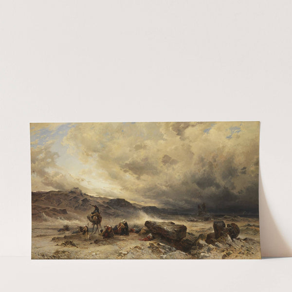 Camel train in a sandstorm by Hermann David Salomon Corrodi