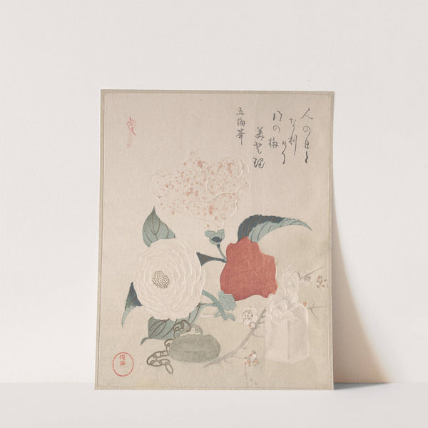 Camellia Flowers, a Netsuke and a Seal by Kubo Shunman