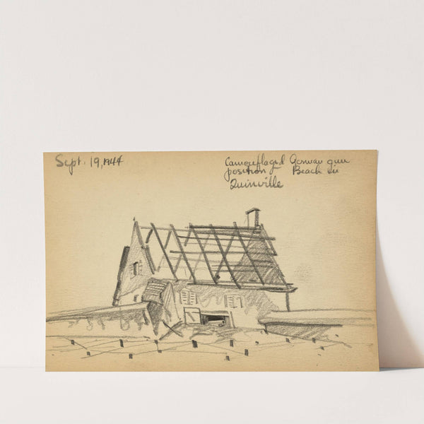 Camouflaged German gun position, beach in Quinéville by Victor Alfred Lundy