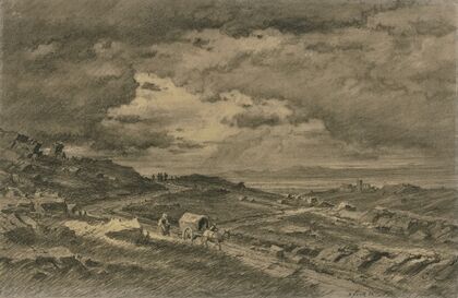 Campagna-Landschaft bei heraufziehendem Unwetter