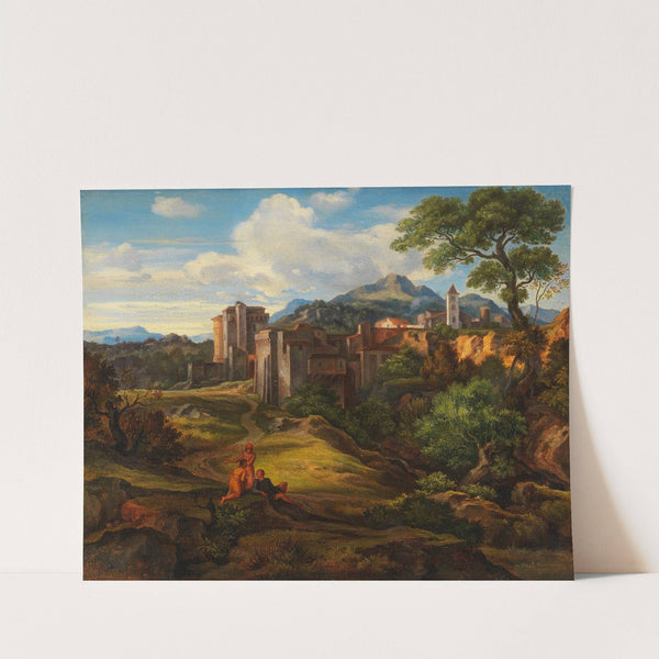 Campagnalandschaft mit befestigter Stadt by Johann Heinrich Ferdinand Olivier
