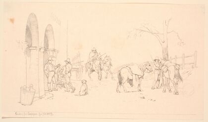 Campagnoler udenfor et osteri