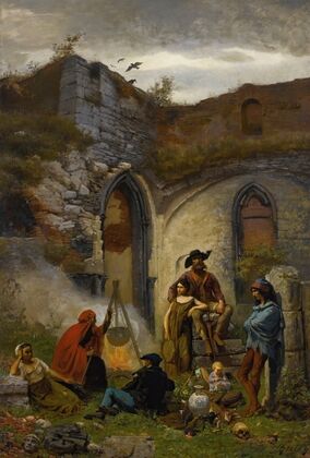 Campement De Bohémiens, Dans Les Ruines De L’abbaye De Saint-Bavon (Gand)