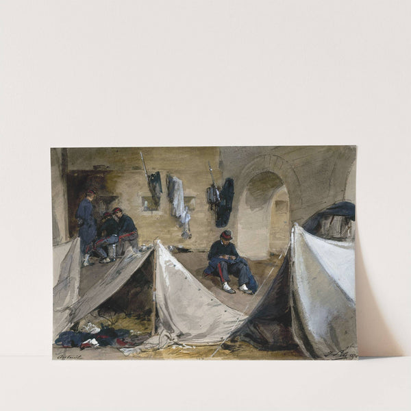 Campement de mobiles bretons sous le viaduc d'Auteuil en 1870. by Isidore Pils