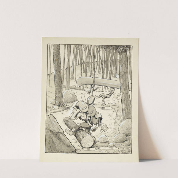 Princeton football. Almost all members of both teams are piled up trying to find the ball, which comes loose. A Princeton player tries to catch it. by Harold Imbrie