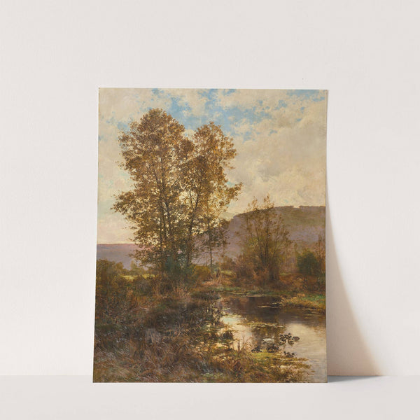 Canards à l’étang dans un paysage d’automne by Albert Rigolot