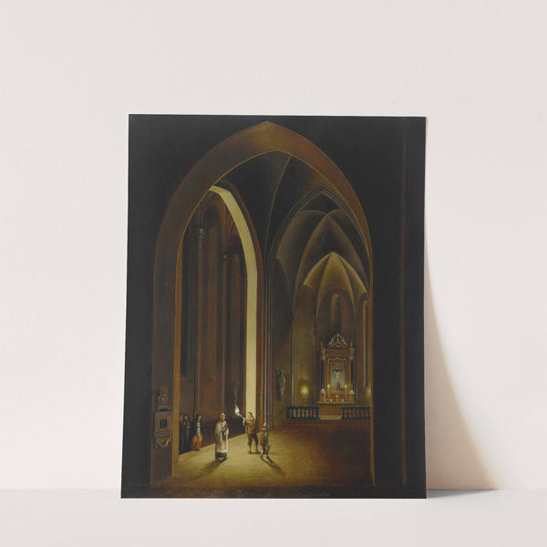 Candlelit church interior by Johann Ludwig Ernst Morgenstern