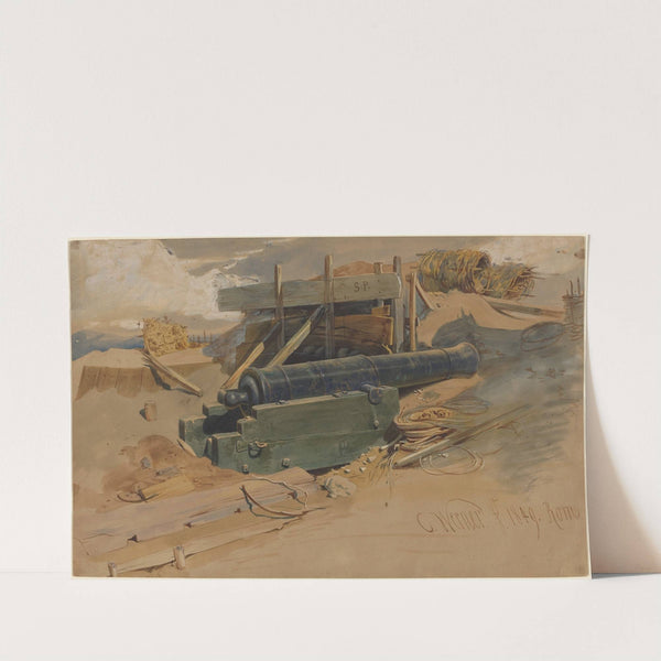 Cannon by a Bulwark (1849) by Carl Friedrich Heinrich Werner