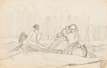 Canoe with Three Men