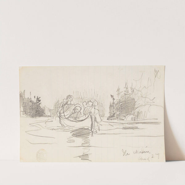 Canoe with Three Men, Ile Maligne, Quebec by Winslow Homer