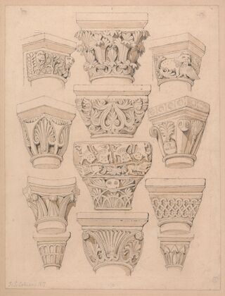 Capitals in the Abbey Church of St. Georges de Bocherville, near Rouen, Normandy