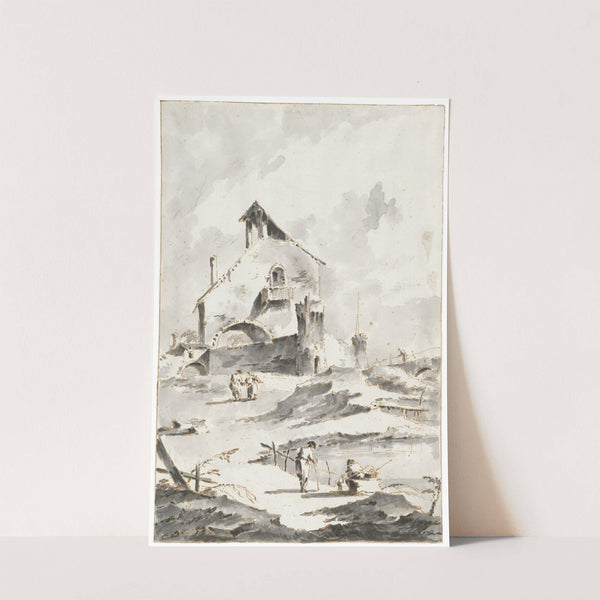 Capricci of houses with figures by water by Giacomo Guardi