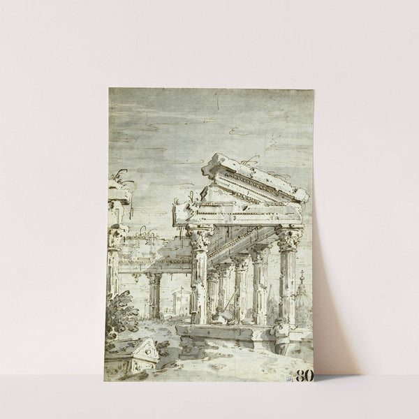 Capriccio; A Ruined Classical Temple by Canaletto