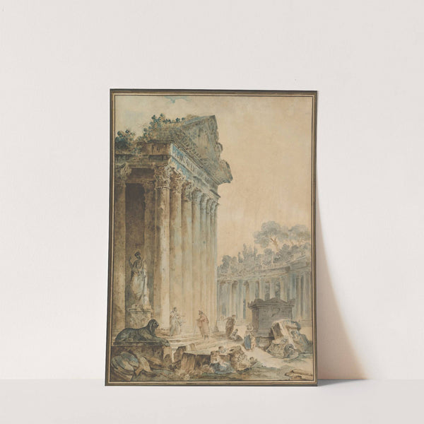 Capriccio with an Ancient Temple (ca. 1756) by Hubert Robert