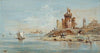 Caprice, avec forteresse en ruine au bord de la lagune