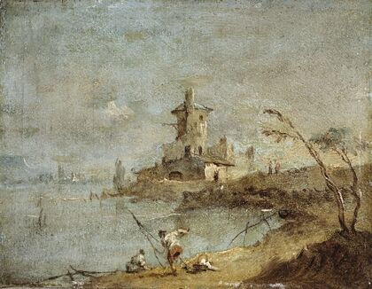Caprice rustique, avec tour au bord de l’eau (18th century)