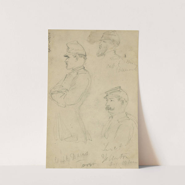 Capt. Bernard Bewaid. Capt. Davis. Lieut. Wharton sig Officer by Alfred Rudolph Waud