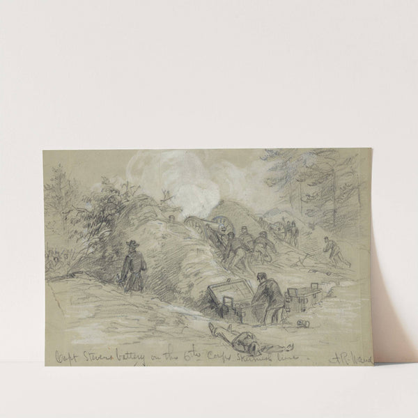 Capt. Stevens battery on the 6th Corps Skirmish line by Alfred Rudolph Waud
