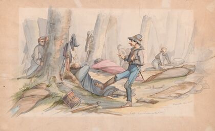 Captain Francis Erdelmeyer and Private Jacob Lawinsky at an outpost near Corinth, Mississippi, April 1862