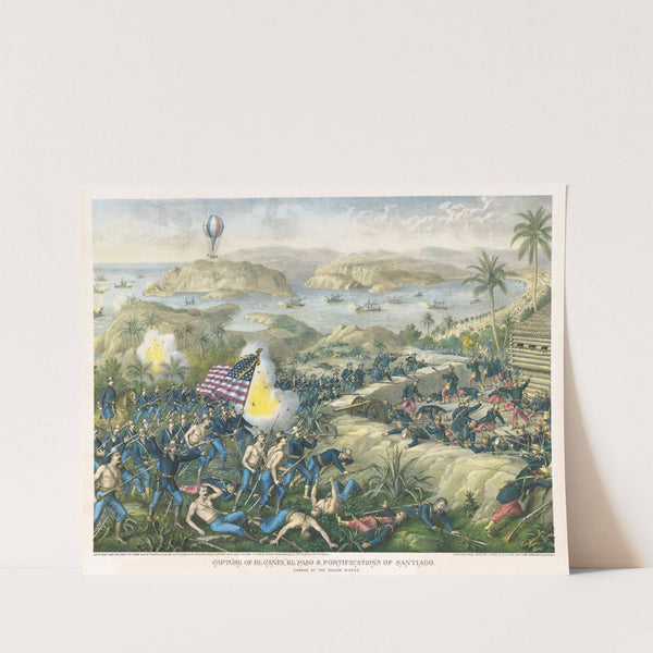 Capture of El Caney, El Paso & Fortifications of Santiago. Charge of the Rough Riders (1898) by Kurz & Allison