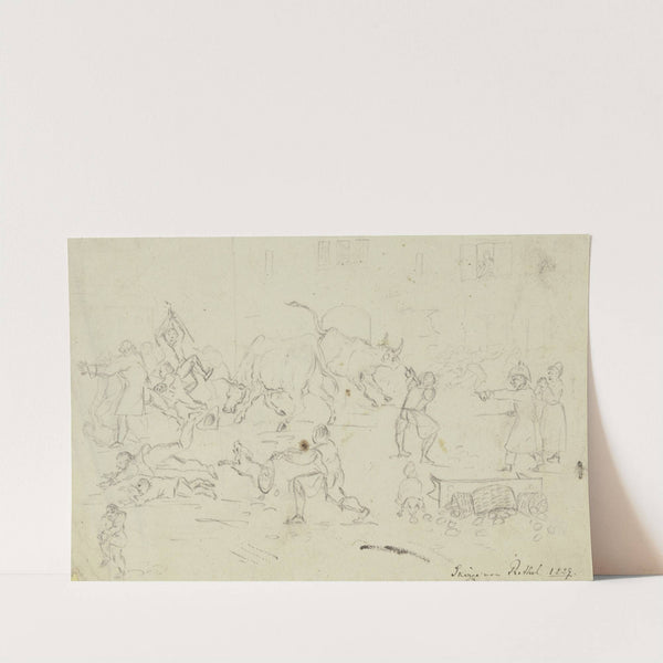 Capturing two oxen (1829) by Alfred Rethel