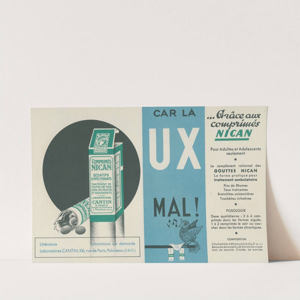Car la toux va très mal (1910-1950) by Laboratoires Cantin