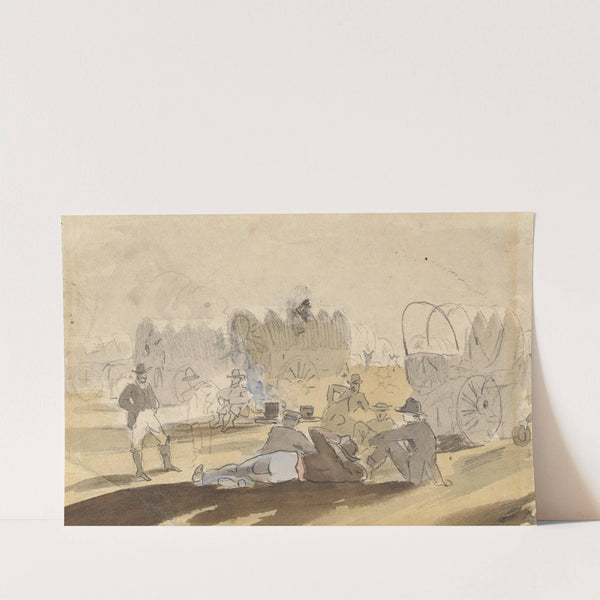 Caravan with Covered Wagons Resting (recto) by Winslow Homer