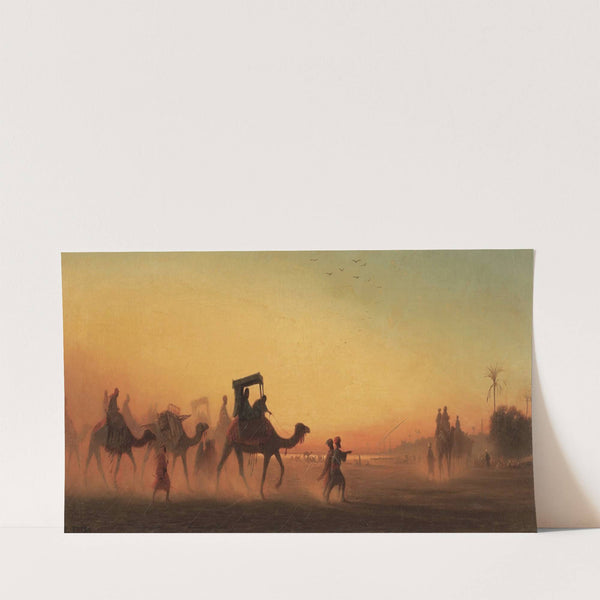 Caravane Au Coucher Du Soleil by Charles Théodore Frère