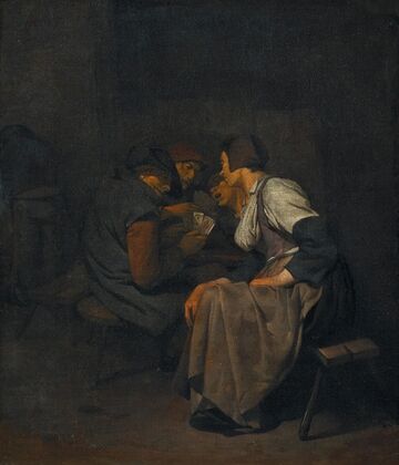 Card players in an interior