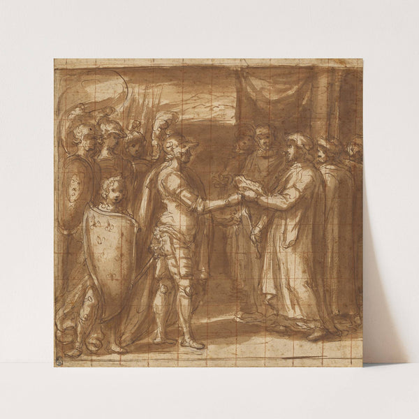 Cardinal Albornoz Gives the Farnese the Keys to Valentino by Taddeo Zuccaro