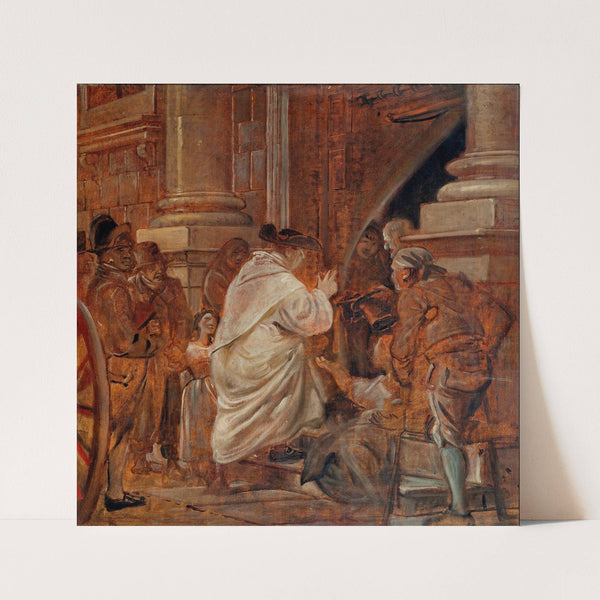 Cardinal blessing beggars at the church doors by Wilhelm Marstrand