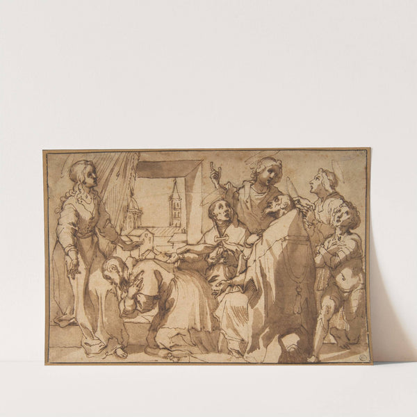 Cardinal Paolo Sfondrato Kneeling Before Saint Cecilia, Accompanied by other Saints (1563–1610) by Francesco Vanni