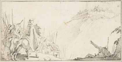 Cardinal with Troops Facing a Fortification on a Hilltop (1696–1770)