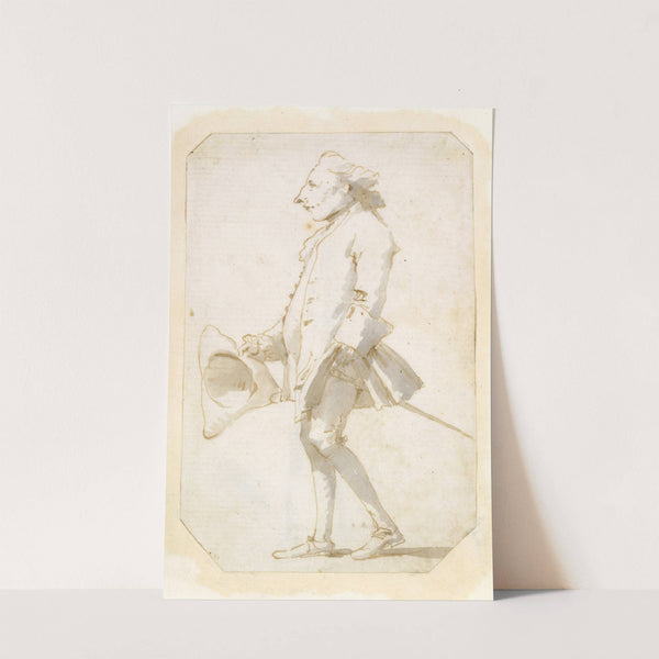 Caricature of a Man Holding a Tricorne, Walking to the Left (ca. 1740–45) by Giovanni Battista Tiepolo