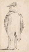 Caricature of a Man Wearing a Wig and a Tricorne, Seen from Behind