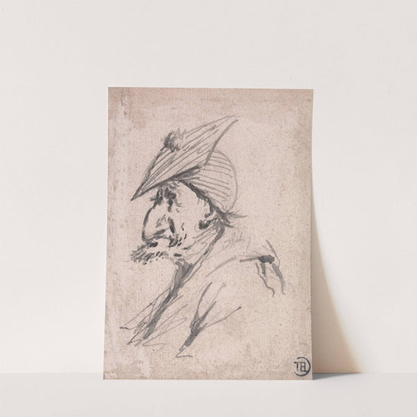 Caricature of a Man Wearing Mortarboard by Francis Le Piper