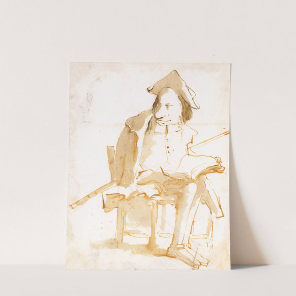 Caricature of a Seated Man with a Book and a Cane (1760) by Giovanni Battista Tiepolo