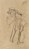 Caricature of a soldier holding a decoration