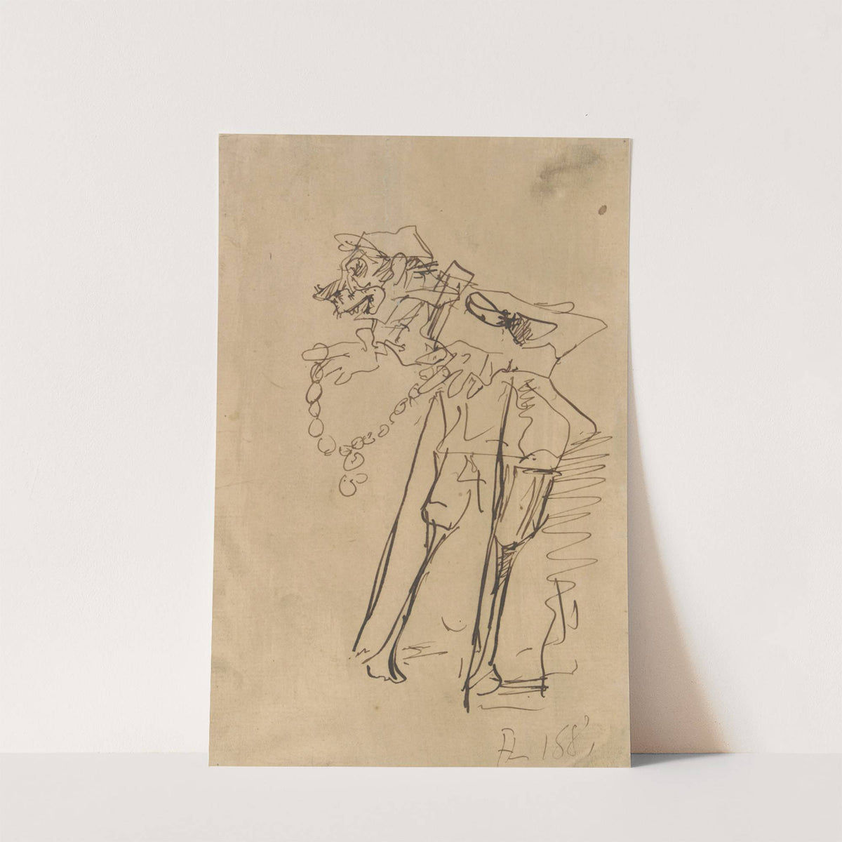Caricature of a soldier holding a decoration by Henri de Toulouse-Lautrec