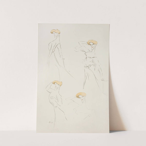 Caricature of a woman in four shots (1904) by Georges Goursat (Sem)